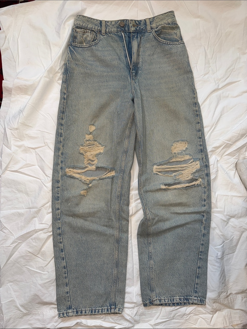 Garage Light Blue Distressed Wide Leg Jeans